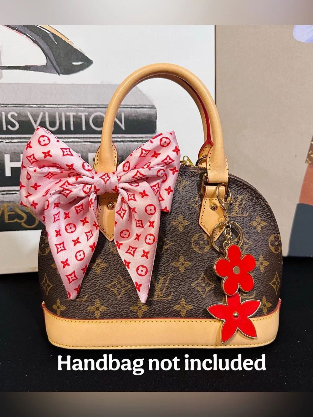 Red Silk Bow + Red Charm Set —Handbag not Included